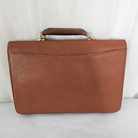 Vintage Dooney & Bourke camel brown leather folio briefcase with lock and key - Picture 15 of 16